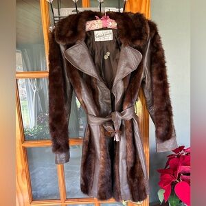 Vintage 1970 Leather Mink Coat